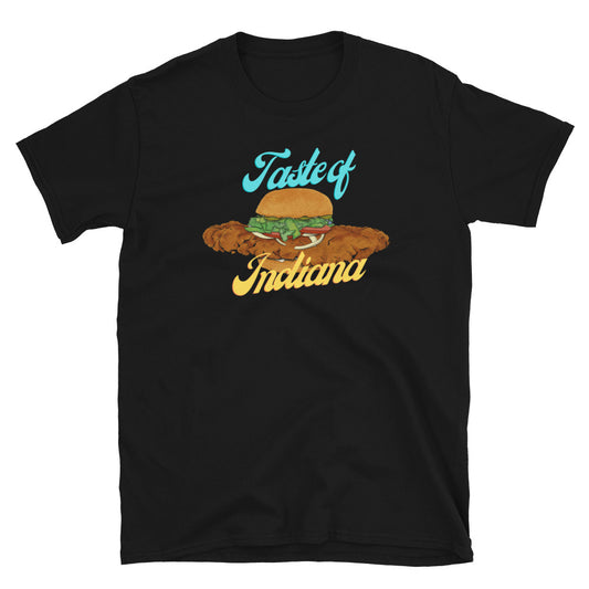 Taste of Indiana | Black T-Shirt | Iconic Tenderloin Sandwich